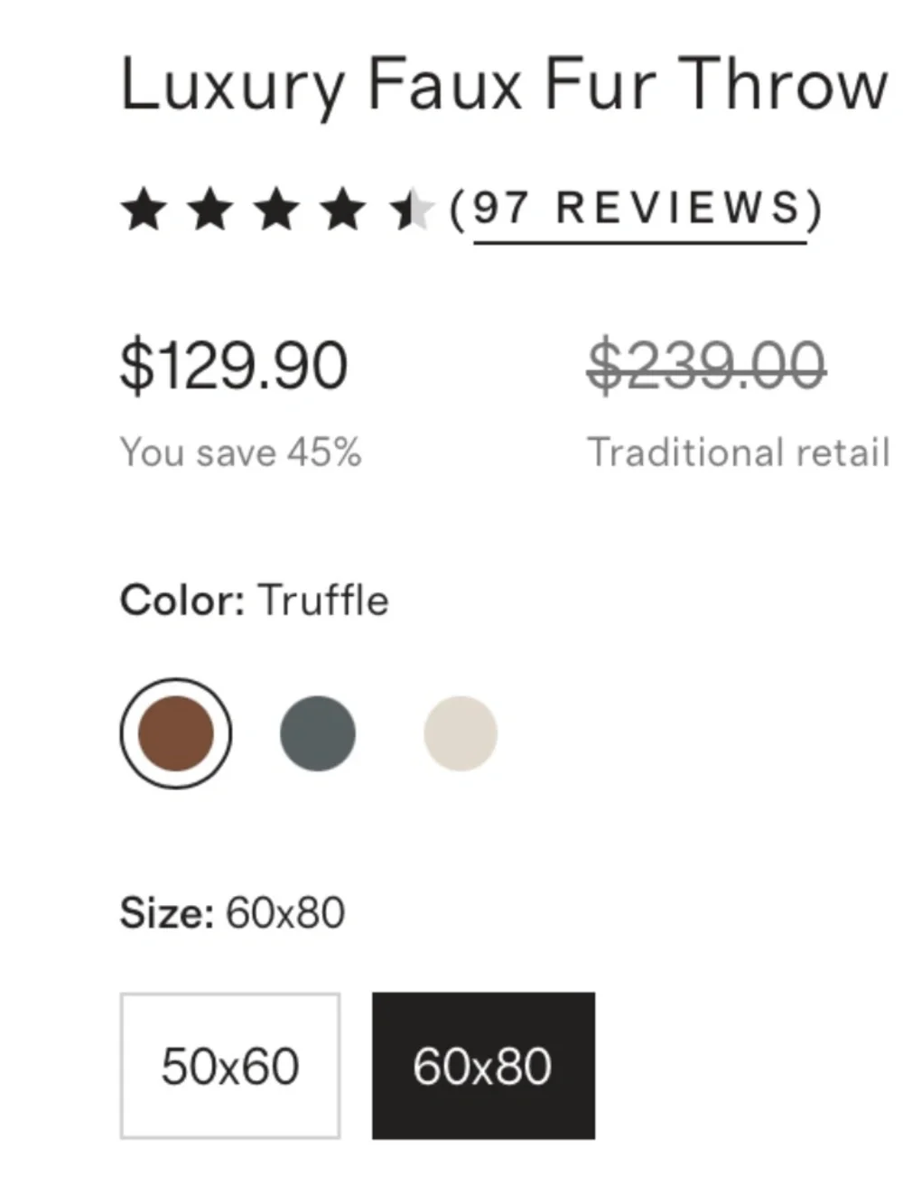Luxury Faux Fur Throw brown truffle 60 x 80